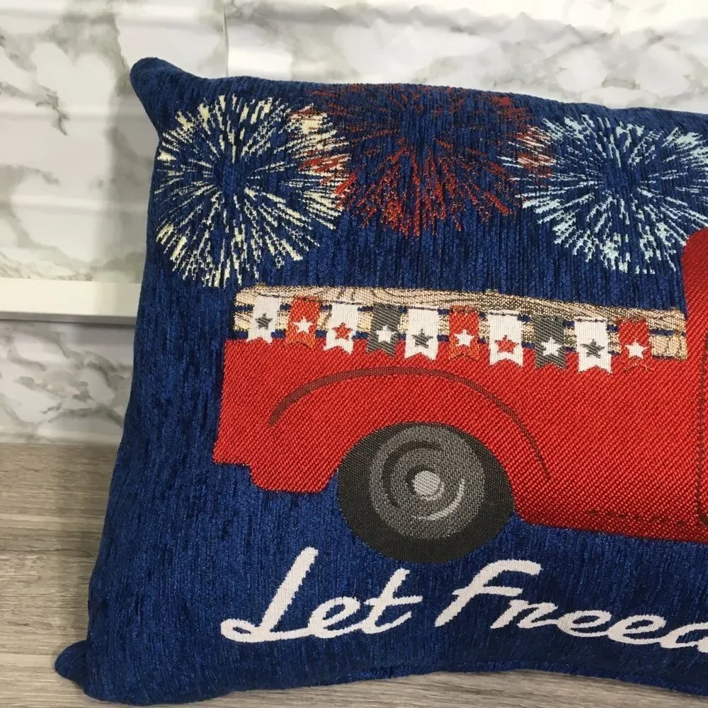 AMERICANA “LET FREEDOM RING” DECORATIVE TROW PILLOW‎ NEW 4th of July